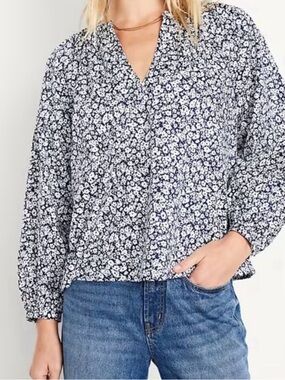 Old Navy Womens Top Plus Size XL Floral Peasant Boho Relaxed Fit
